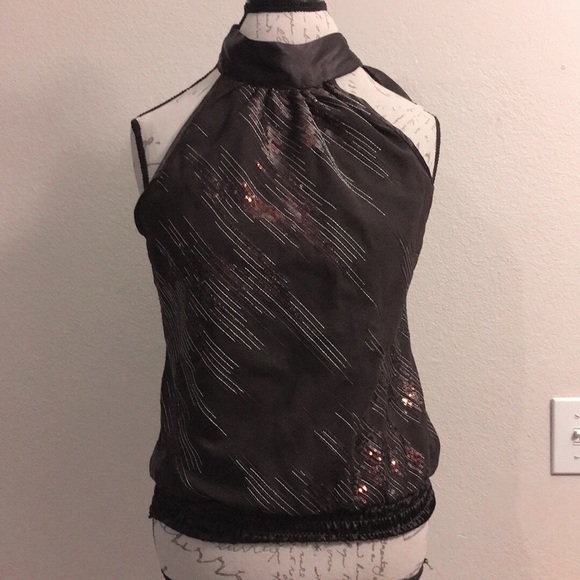HeartSoul Tops - ❤️ HeartSoul Brown Sequin w/ Ribbon Neck Size S